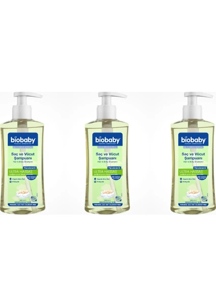 Biobaby Ultra Hassas Saç Ve Vücut Bebek Şampuanı 500 ml Prebiyotik Alman Papatyası - Organik Içerik 3 Lü Set