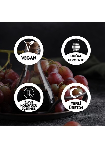 Katkısız Doğal Fermente Üzüm Sirkesi Cam Şişe - 500 Ml. (Geleneksel Yöntemle Mayalanmıştır.)