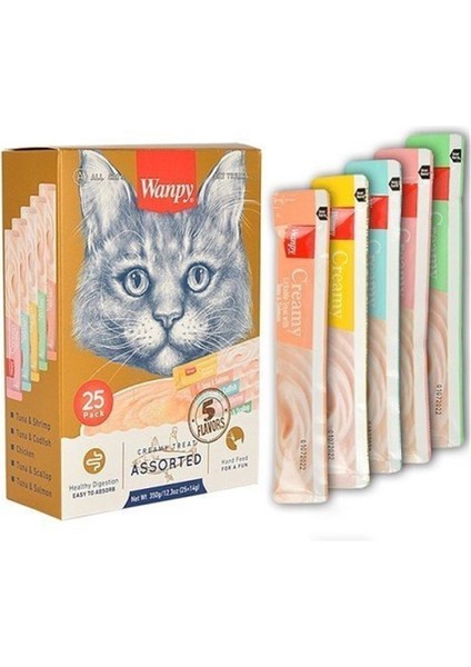 Creamy Cat Treat Karışık Krema Sıvı Kedi Ödül Maması 14 gr x 5 Adet