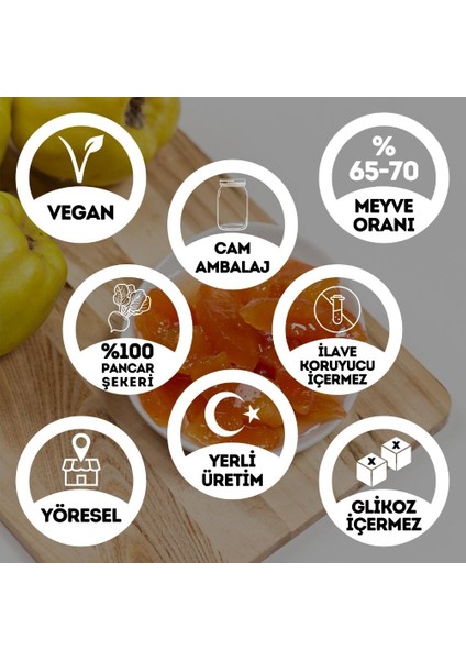 Geleneksel Ayva Reçeli Cam Kavanoz 450 gr (%65-%70 Meyve Oranı)