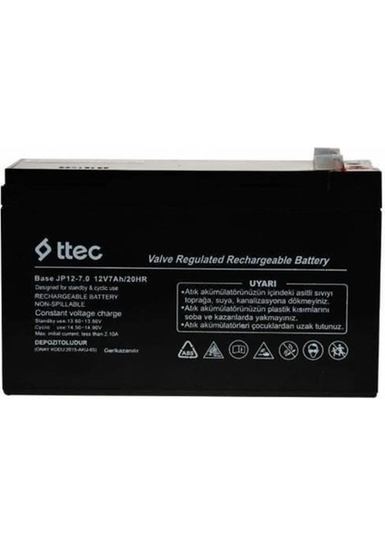 12V 7AH Base Bakımsız Kuru Aku