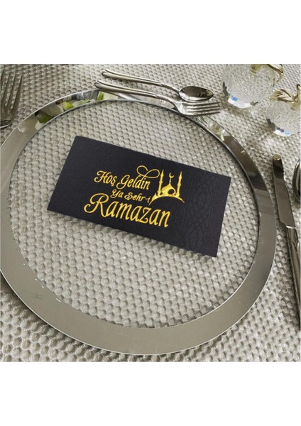 Gold Yaldızlı Siyah Hoş Geldin Ya Şehr-I Ramazan Peçete 16 Lı