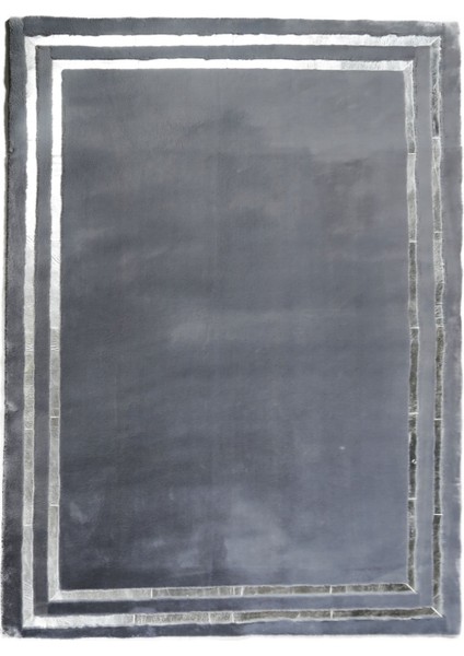 Gümüş Varaklı Gri Peluş Halı 80 x 150 cm