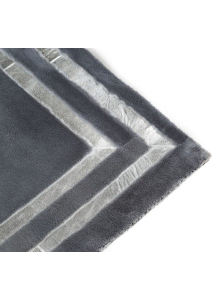 Gümüş Varaklı Gri Peluş Halı 80 x 150 cm modelleri