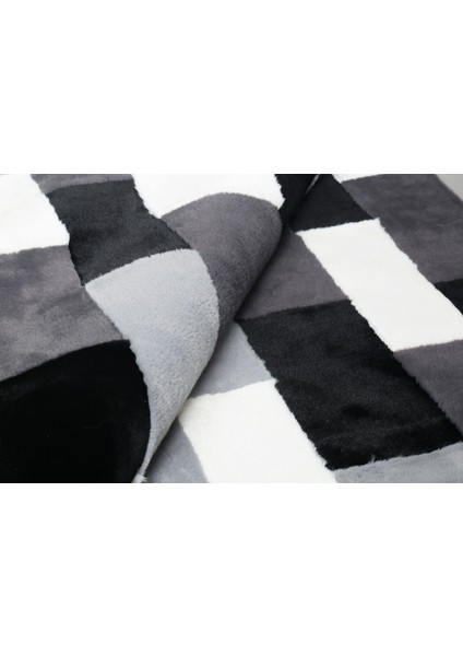 Siyah & Beyaz ve Gri Peluş Halı 120 x 180 cm modelleri