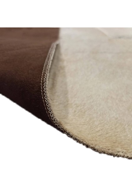 Krem Renk Dana Derisi Patchwork Halı 80 x 150 cm