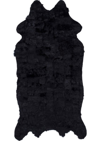 Siyah Renk Özel Kesim Doğal Toskana Kürk Halı 140 x 200 cm