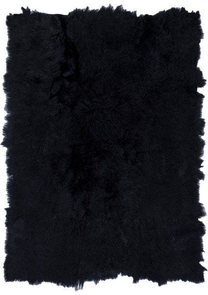 Siyah Renk Doğal Tibet Keçisi Kürk Halı 200 x 300 cm