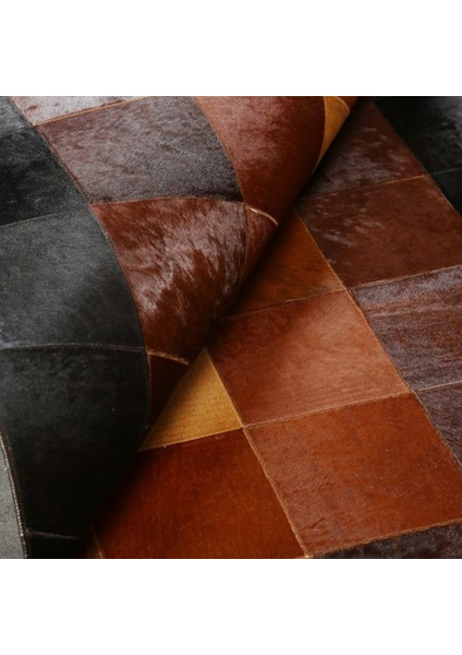 Siyah & Kahverengi Dana Derisi Patchwork Halı 120 x 180 cm fırsatları