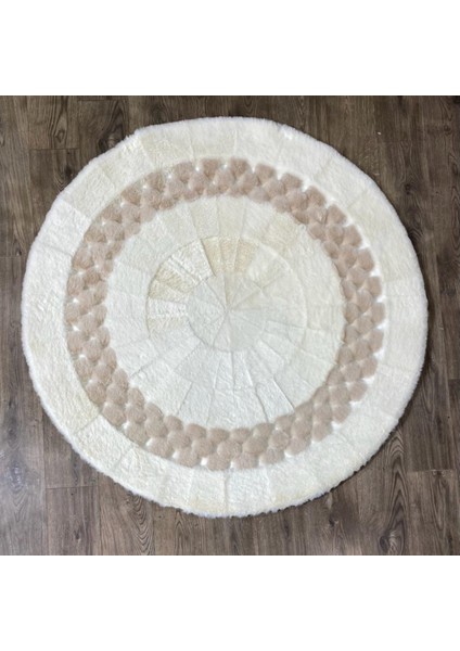 Krem Renk Peluş Halı & Paspas 150 x 150 cm