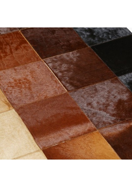 Siyah & Kahverengi Dana Derisi Patchwork Halı 160 x 230 cm fiyatları
