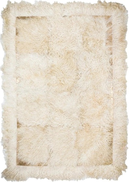 Krem Renk Doğal Ultra Yumuşak Ankara Keçi Kürkü Halı 80 x 150 cm
