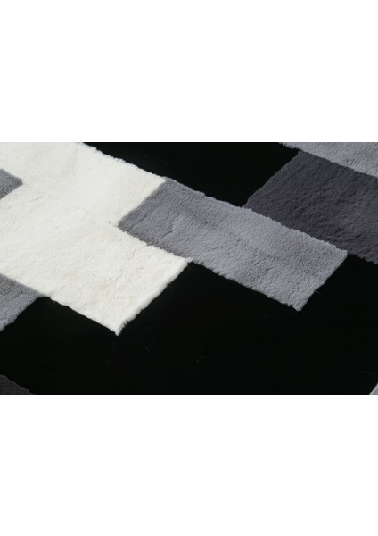 Siyah & Beyaz ve Gri Peluş Halı 240 x 340 cm fırsatları