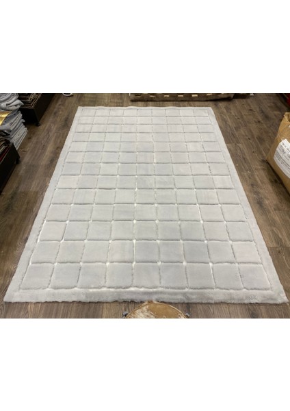 Kareli Gri Renk Yumuşak Çocuk Odası Peluş Halı 120 x 180 cm indirimleri