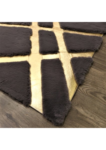 Gri Gold Bordürlü Peluş Halı 160 x 230 cm fiyatları