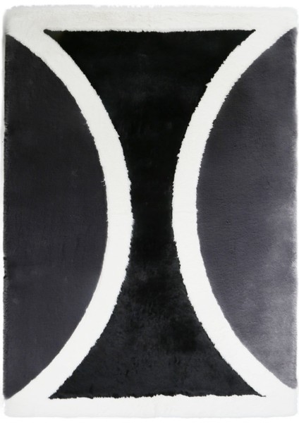 Siyah & Gri ve Beyaz Peluş Halı 120 x 180 cm