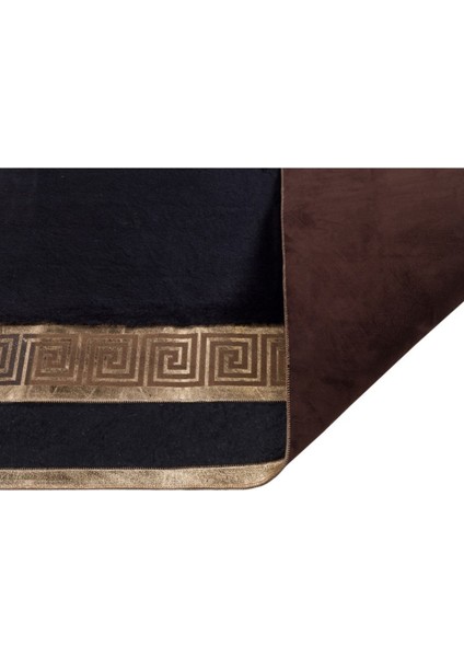 Gold Varaklı Siyah Peluş Halı 120 x 180 cm