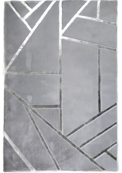 Gümüş Varaklı Gri Peluş Halı 200 x 300 cm