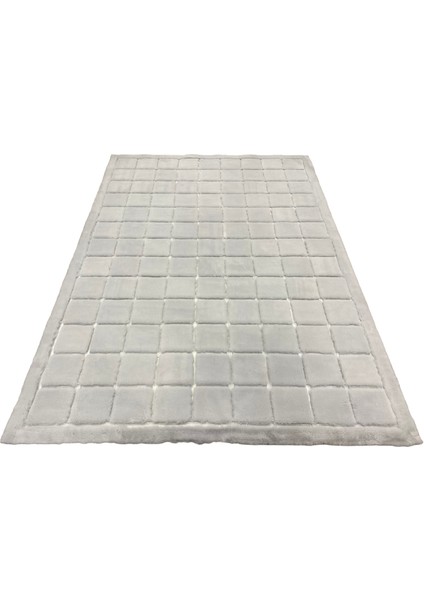 Kareli Gri Renk Yumuşak Çocuk Odası Peluş Halı 80 x 150 cm fırsatları