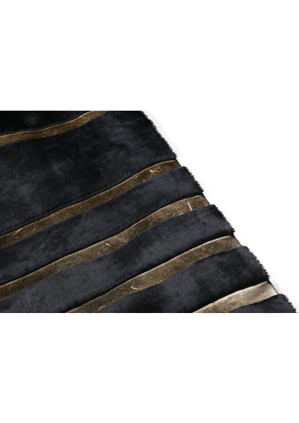 Gold Varaklı Siyah Peluş Halı 240 x 340 cm