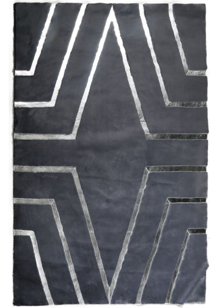Gümüş Varaklı Gri Peluş Halı 120 x 180 cm