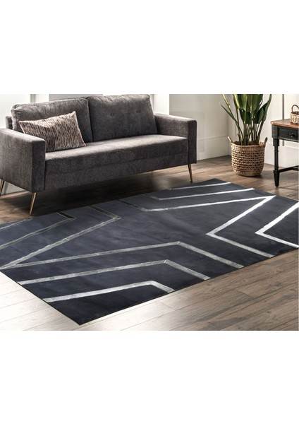 Gümüş Varaklı Gri Peluş Halı 120 x 180 cm fırsatları