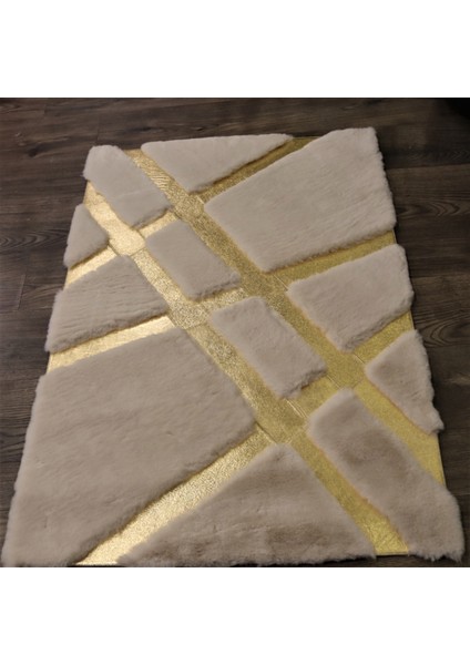 Krem Gold Bordürlü Peluş Halı 80 x 150 cm fiyatları