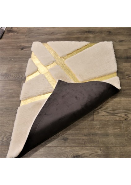 Krem Gold Bordürlü Peluş Halı 80 x 150 cm fırsatları
