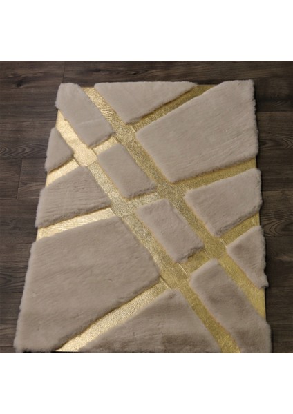 Krem Gold Bordürlü Peluş Halı 140 x 200 cm indirimleri