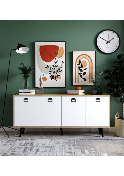 Mirza Modern Konsol 180 cm Safir Meşe - Beyaz fiyatları