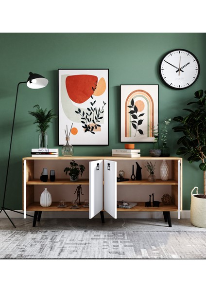 Mirza Modern Konsol 180 cm Safir Meşe - Beyaz modelleri