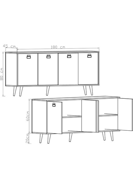 Mirza Modern Konsol 180 cm Safir Meşe - Beyaz fırsatları