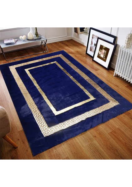 Lacivert Gold Bordürlü Peluş Halı 120 x 180 Cm fiyatları