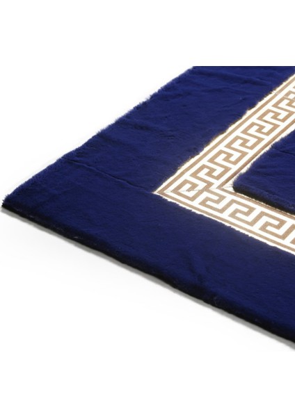 Lacivert Gold Bordürlü Peluş Halı 80 x 150 Cm fırsatları