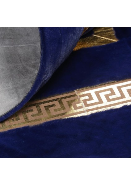 Lacivert Gold Bordürlü Peluş Halı 80 x 150 Cm indirimleri