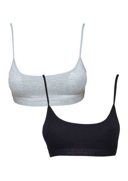 Pedli İp Askılı Gri ve Siyah Büstiyer 2 adet