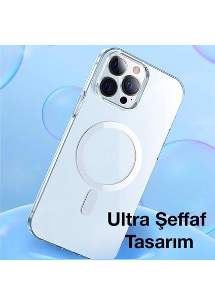 Şeffaf Magsafe Uyumlu Apple iPhone 13 Pro Kılıf ve Ekran Koruyucu Set Kamera Korumalı Apple iPhone 13 Pro Ekran Koruyucu