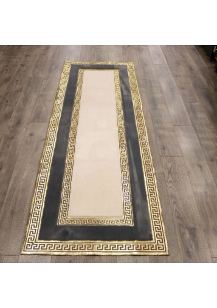 Krem Antrasit Gold Bordürlü Peluş Halı 200 x 300 Cm