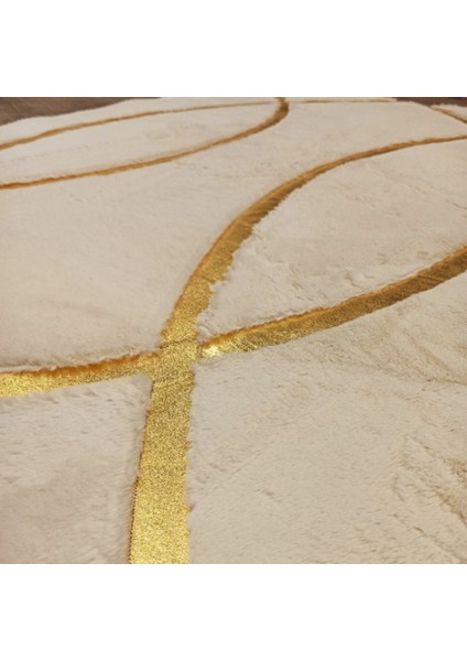 Krem Gold Bordürlü Peluş Halı 120 x 180 Cm fırsatları