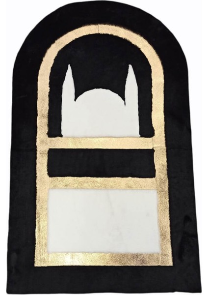 Siyah ve Beyaz Peluş Seccade 80 x 120 Cm