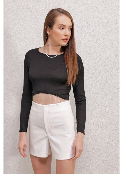 0444 Crop Zincirli Bluz - D.siyah fiyatları