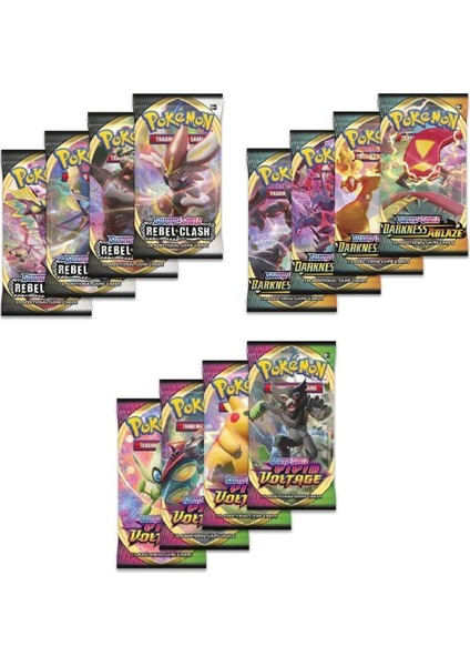 Pokemon 3 Set Bir Arada Toplam 12 Paket Pokemon Kart