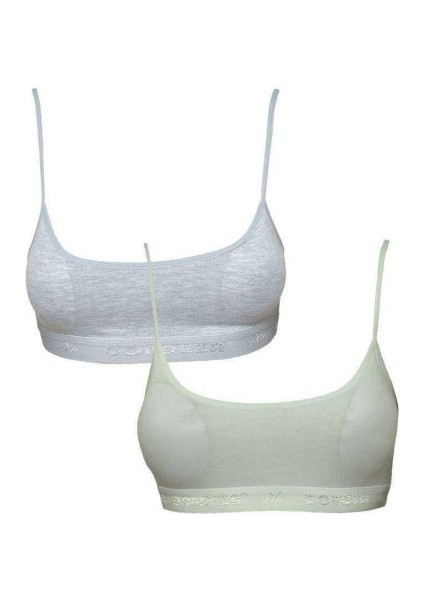 Pedli İp Askılı Gri ve Krem Büstiyer 2 Adet