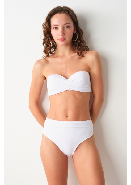 Angela High Leg Bikini Tek Alt Beyaz 239203