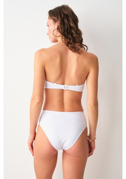 Angela High Leg Bikini Tek Alt Beyaz 239203