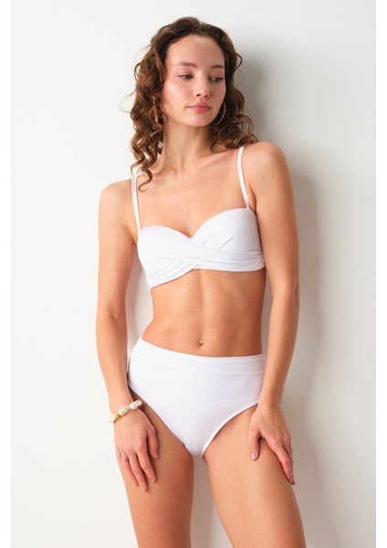 Angela High Leg Bikini Tek Alt Beyaz 239203