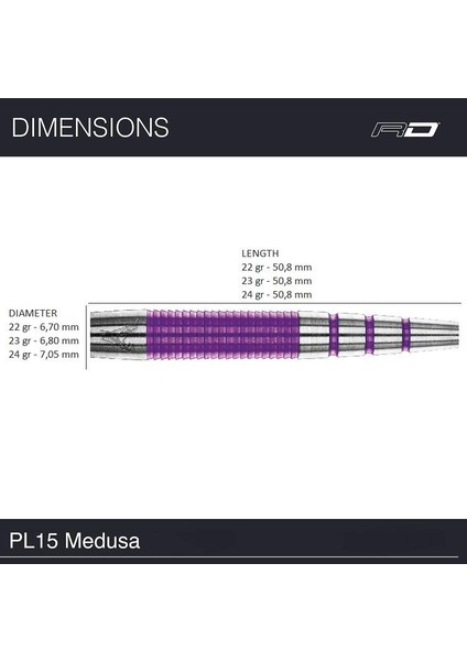Peter Wright PL15 Medusa % 90 Tungsten Çelik Uçlu Dart Oku