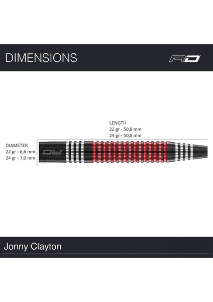 Jonny Clayton Se % 90 Tungsten Çelik Uçlu Dart Oku