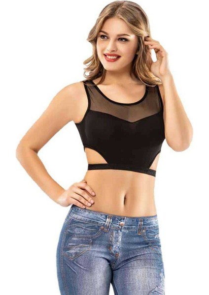 Kota 6 Adet Siyah Tül Modelli Çapraz İpli Büstiyer modelleri