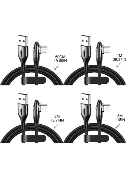 Hızlı USB Kablo Ağır Dermi Şarj Senkronizasyon Şarj Cihazı Type-C 90 Derece Açısı - Kırmızı (Yurt Dışından)